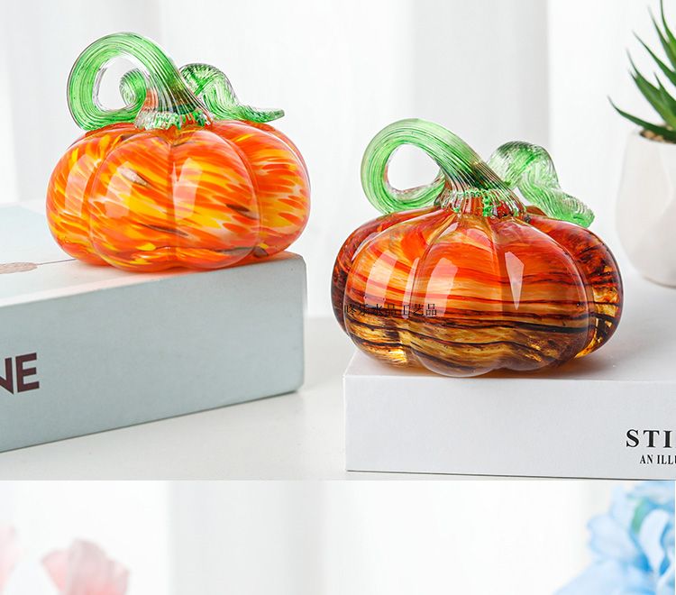 Thanksgiving Glass Pumpkin Fall Glass Pumpkin Glass Blown Pumpkin Table Decor Harvest Glass Pumpkin Figurine Spotted Pumpkin Glass Crafts for Fall Thanksgiving Halloween Decor