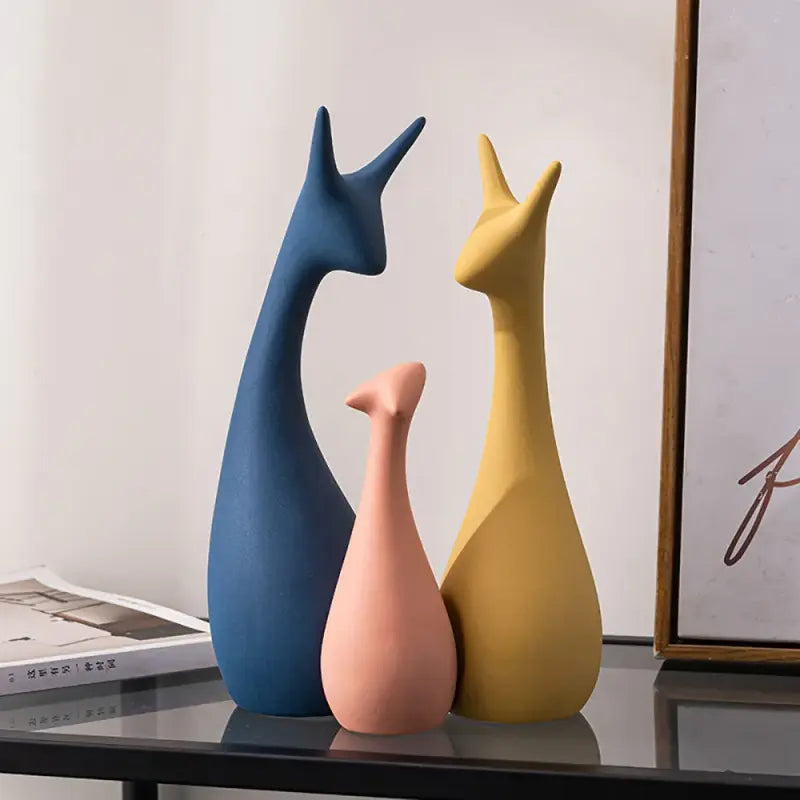 Nordic Ceramic Deer Family Set Piano Finish of Lucky Dear ceramic sculpture crafts display wine cabinet TV cabinet Home Decoration