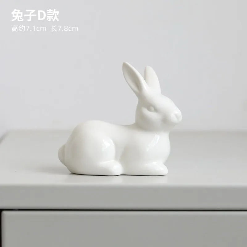 Animal Cartoon Toy Model White Rabbit Character Figurines For Home Party Festival Decor home decoration statue