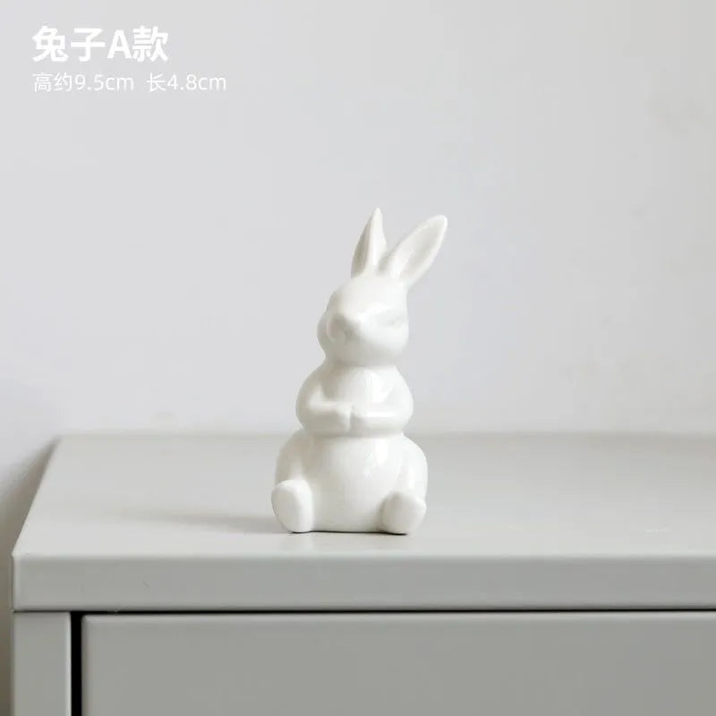 Animal Cartoon Toy Model White Rabbit Character Figurines For Home Party Festival Decor home decoration statue