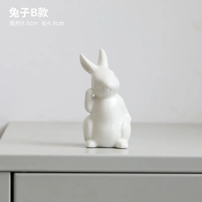 Animal Cartoon Toy Model White Rabbit Character Figurines For Home Party Festival Decor home decoration statue