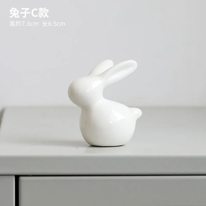 Animal Cartoon Toy Model White Rabbit Character Figurines For Home Party Festival Decor home decoration statue