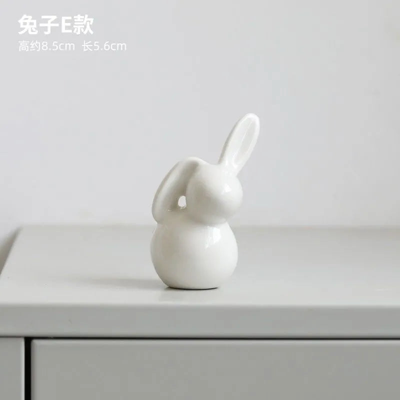 Animal Cartoon Toy Model White Rabbit Character Figurines For Home Party Festival Decor home decoration statue