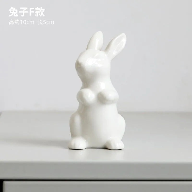 Animal Cartoon Toy Model White Rabbit Character Figurines For Home Party Festival Decor home decoration statue