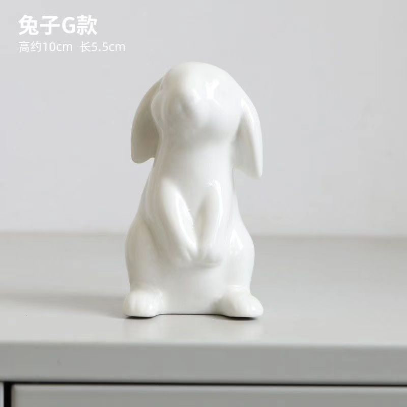 Animal Cartoon Toy Model White Rabbit Character Figurines For Home Party Festival Decor home decoration statue