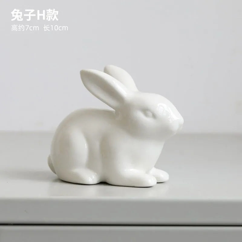 Animal Cartoon Toy Model White Rabbit Character Figurines For Home Party Festival Decor home decoration statue