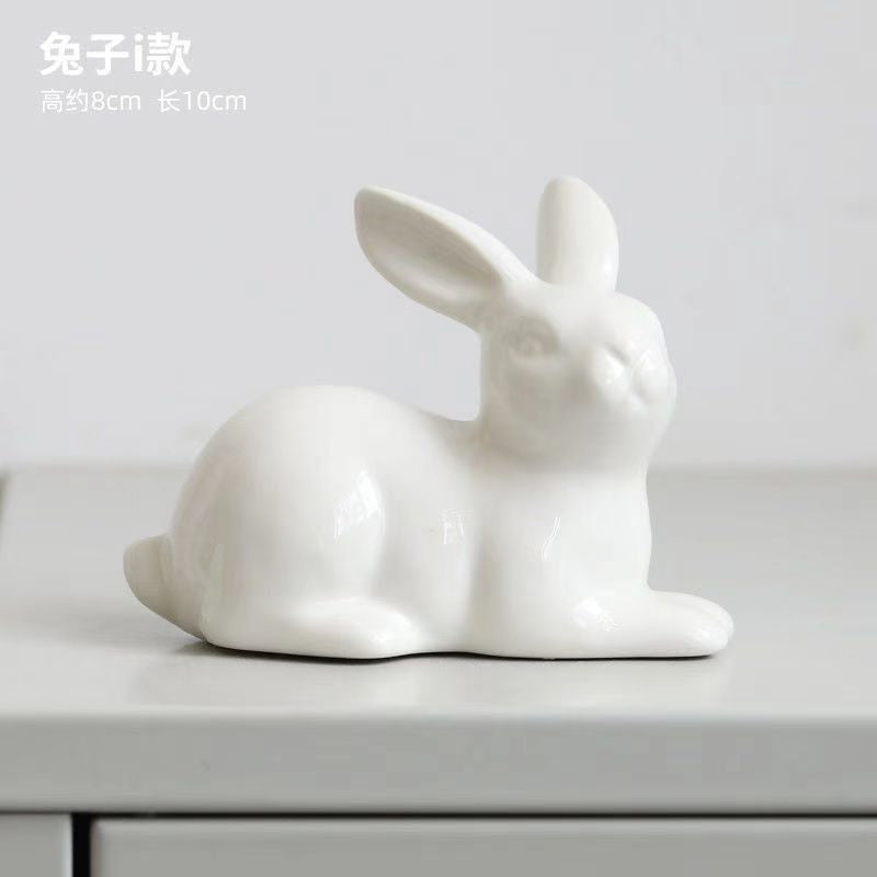 Animal Cartoon Toy Model White Rabbit Character Figurines For Home Party Festival Decor home decoration statue