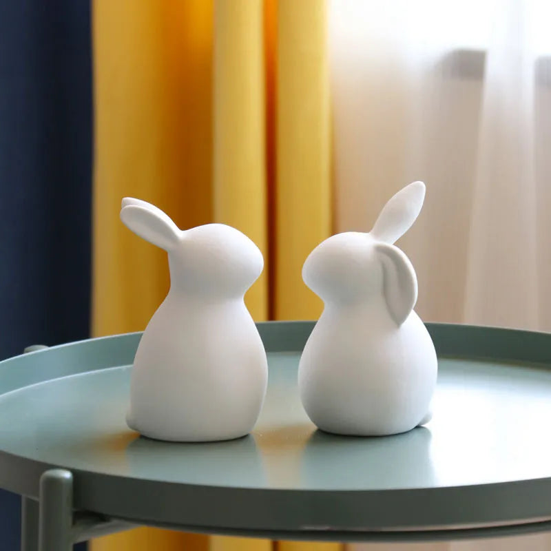 Animal Cartoon Toy Model White Rabbit Character Figurines For Home Party Festival Decor home decoration statue